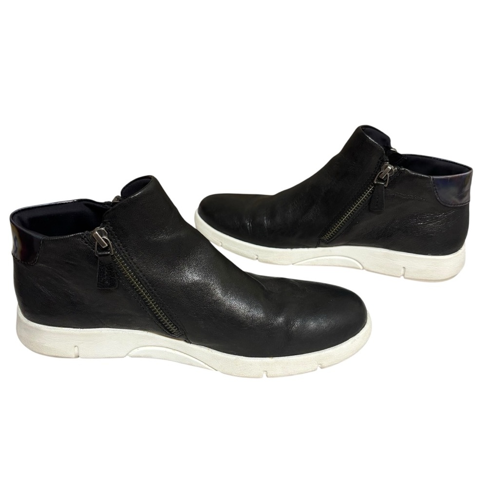 Johnston & Murphy sneakers black leather zip side J&M flex sole size 7.5 - Picture 6 of 8